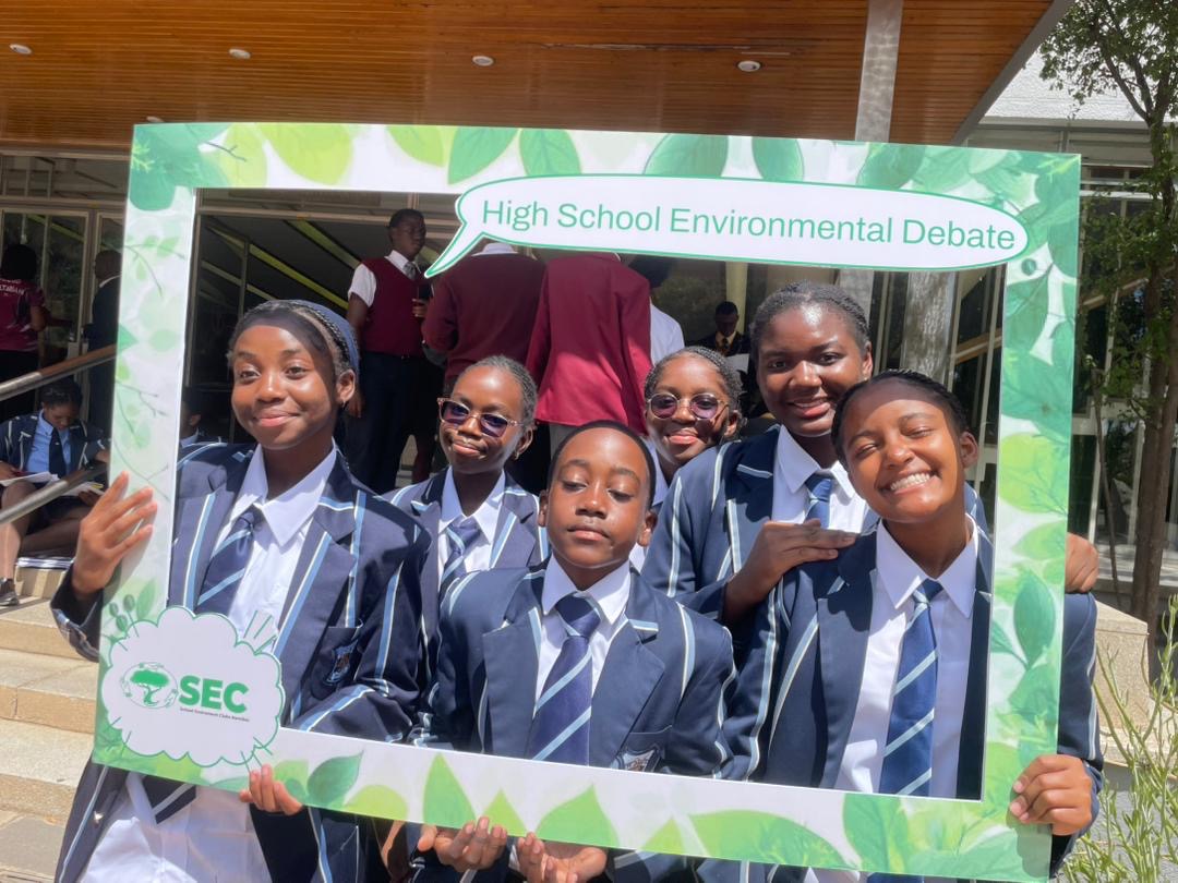 Learners from DHPS at the High Schools Environmental Debate photo booth